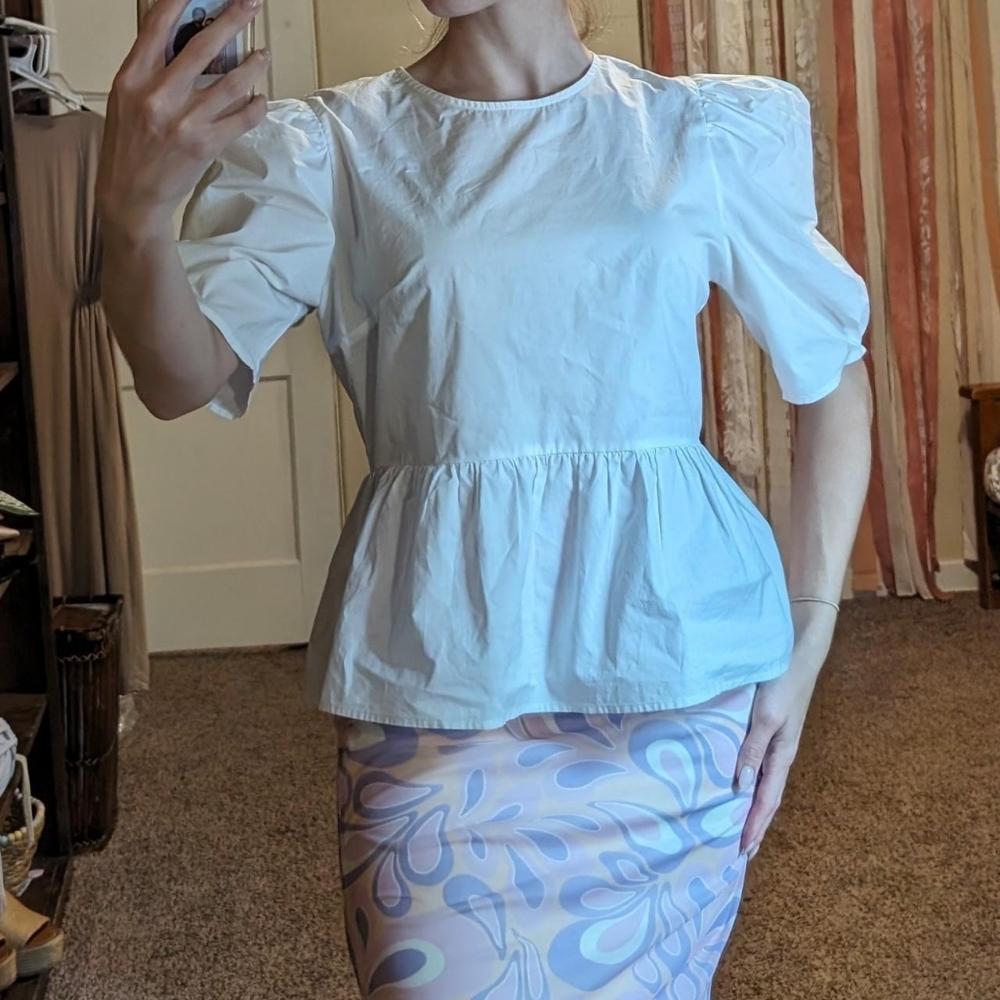 Puff Sleeves Peplum Blouse